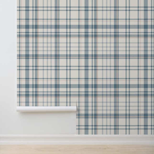Klassieke zachte blauwe en beige ruit behang (Applicatie)
