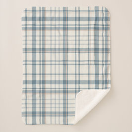 Klassieke zachte blauwe en beige ruit sherpa deken