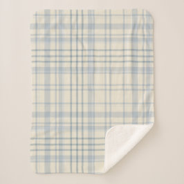 Klassieke zachte blauwe en beige ruit sherpa deken