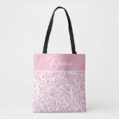 Klassieke zachte roze en witte stijlvolle Floral Tote Bag (Voorkant)