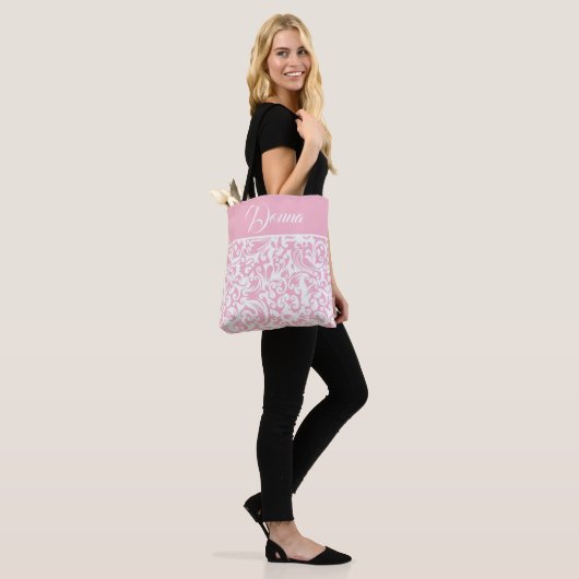 Klassieke zachte roze en witte stijlvolle Floral Tote Bag (Op model)