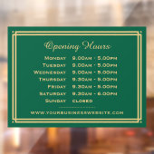 Klassieke Zakelijke Openingstijden Groen Goud Raamsticker (Vel 2)
