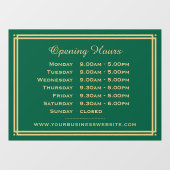 Klassieke Zakelijke Openingstijden Groen Goud Raamsticker (Vel)