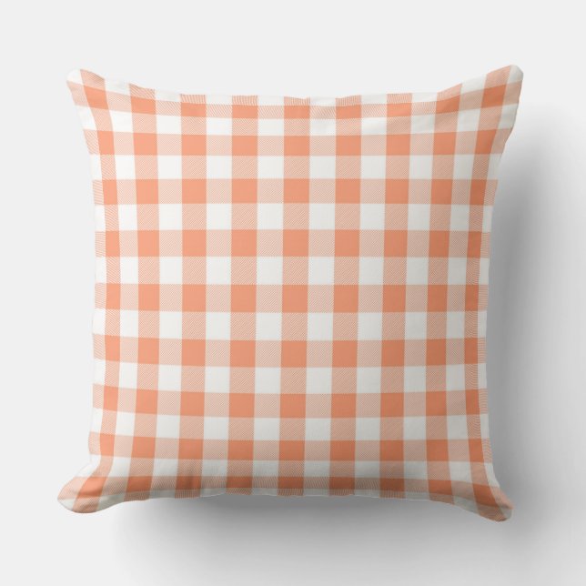 Klassieke zalm gingham patroon worp kussen (Voorkant)