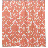 Klassieke Zalm & Witte Damast Bloemen Douchegordijn (Voorkant)