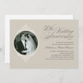 Klassieke zandstenen uitnodigingen 50ste verjaarda (Voorkant / Achterkant)