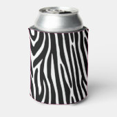 Klassieke zebra strepen helder roze monogram blikjeskoeler (Blikje Achterkant)