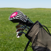 Klassieke zebra strepen helder roze monogram golfheadcover (Insitu)