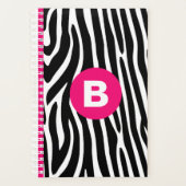 Klassieke zebra strepen helder roze monogram planner (Voorkant)