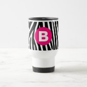 Klassieke zebra strepen helder roze monogram reisbeker (Center)