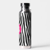 Klassieke zebra strepen helder roze monogram waterfles (Links)