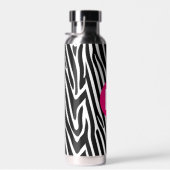Klassieke zebra strepen helder roze monogram waterfles (Rechts)