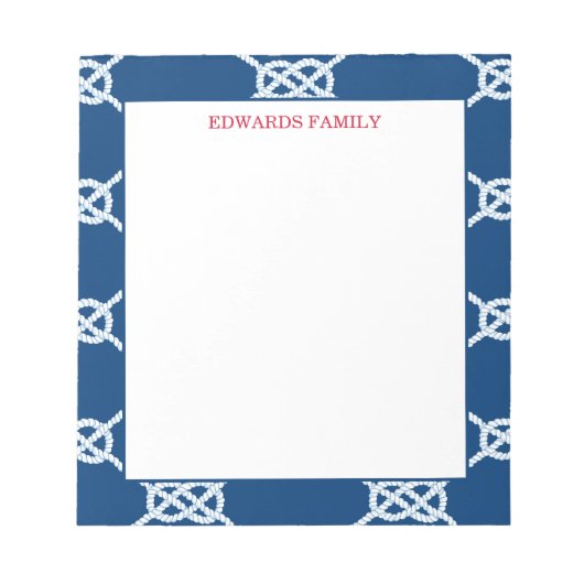 Klassieke zeemacht Nautical Knot Pattern Notitieblok (Voorkant)