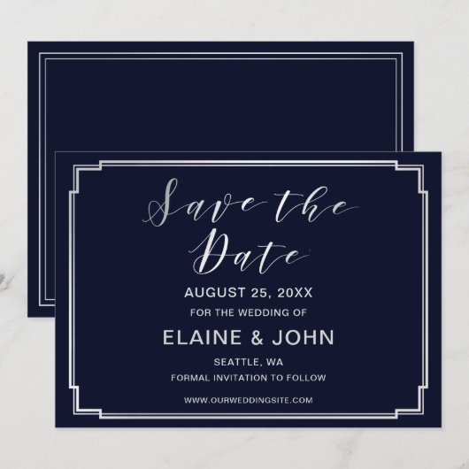 Klassieke zeemacht, zilveren bruiloft, behalve de save the date (Voorkant / Achterkant)