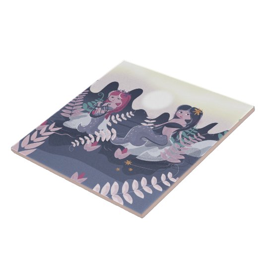 Klassieke zeemeerminprint tegeltje (Zijkant)