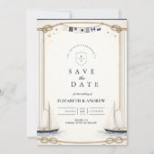 Klassieke Zeilboot Kust Bruiloft Save The Date (Voorkant)