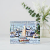 Klassieke zeilboot op zonsondergang in Port Hadloc Briefkaart (Staand voorkant)