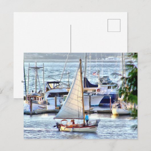 Klassieke zeilboot op zonsondergang in Port Hadloc Briefkaart (Voorkant / Achterkant)