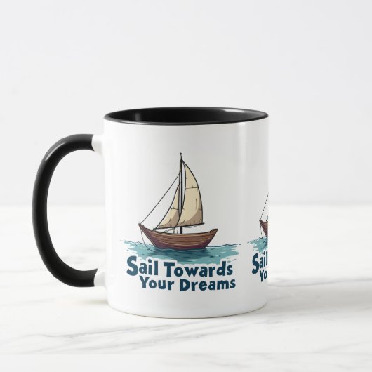 Klassieke Zeilboot Zeilvaart Inspirerende Citaat Mok (Links)