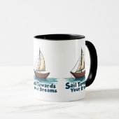 Klassieke Zeilboot Zeilvaart Inspirerende Citaat Mok (Voorkant rechts)