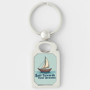 Klassieke Zeilboot Zeilvaart Inspirerende Spreuk Sleutelhanger