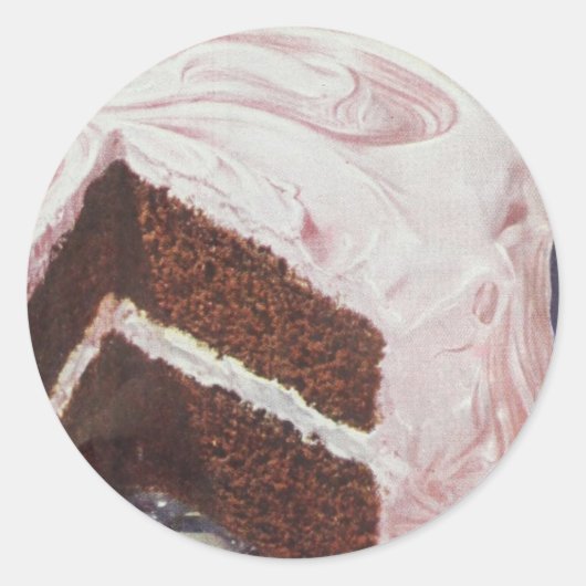 Klassieke zelfgemaakte cake chocolade wit ronde sticker (Voorkant)
