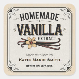 Klassieke zelfgemaakte vanille-extract vierkante sticker