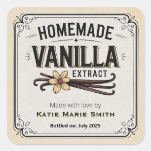Klassieke zelfgemaakte vanille-extract vierkante sticker