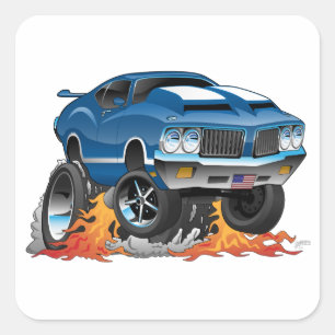 Klassieke zeven Amerikaanse Cartoon van de spier Vierkante Sticker