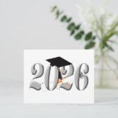 Klassieke Zilver Klas van 2026 Afstuderen Briefkaart (Staand voorkant)