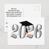 Klassieke Zilver Klas van 2026 Afstuderen Briefkaart (Voorkant / Achterkant)