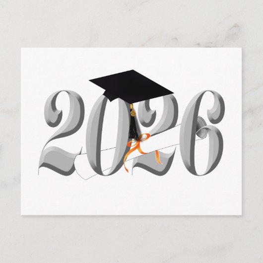 Klassieke Zilver Klas van 2026 Afstuderen Briefkaart (Voorkant)
