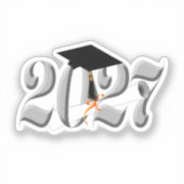 Klassieke Zilver Klas van 2027 Afstuderen Sticker (Voorkant)