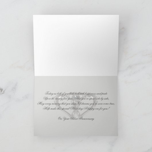 Klassieke zilveren 25e huwelijksverjaardagskaart kaart (Binnen)