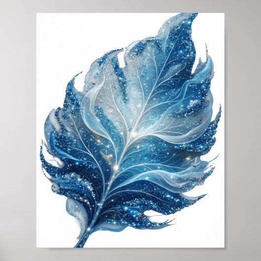 Klassieke Zilveren BLUE STAR LEAF Moderne Design Poster (Voorkant)