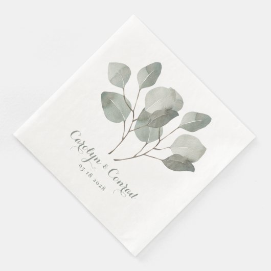 Klassieke zilveren dollaire eucalyptusbruiloft servet (Hoek)