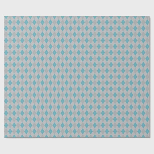 Klassieke Zilveren en Blauwe Kleine Argyle Diamant Cadeaupapier (Vlak)