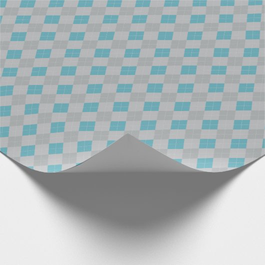 Klassieke Zilveren en Blauwe Kleine Argyle Diamant Cadeaupapier (Hoek)