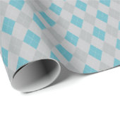 Klassieke Zilveren en Blauwe Kleine Argyle Diamant Cadeaupapier (Rol Hoek)