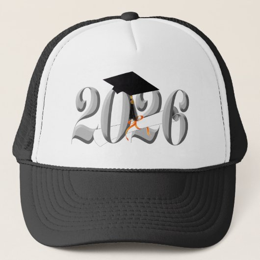 Klassieke Zilveren Klas van 2026 Afstuderen Trucker Pet (Voorkant)