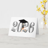 Klassieke Zilveren Klasse van 2026 Afstuderen Kaart (Gele Bloem)