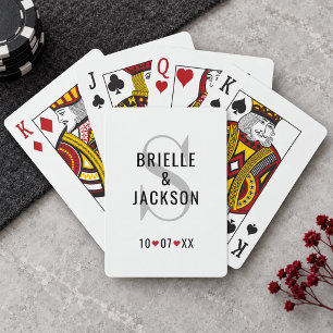 Klassieke zilveren monogram trouw aangepast pokerkaarten
