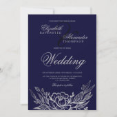 Klassieke zilveren pekelpony's blauwe bruiloft kaart (Voorkant)