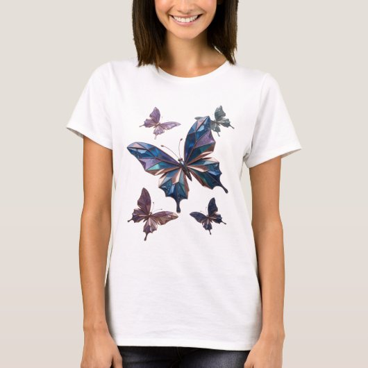 Klassieke Zilveren VLINDERS T-shirt (Voorkant)