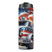 Klassieke Zilveren Vuurwagen met Vlag Thermosbeker (Voorkant)