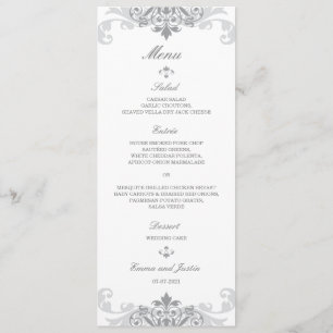 Klassieke zilvergrijs Elegante Ironworks Bruiloft Menu