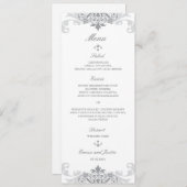 Klassieke zilvergrijs Elegante Ironworks Bruiloft Menu (Voorkant / Achterkant)