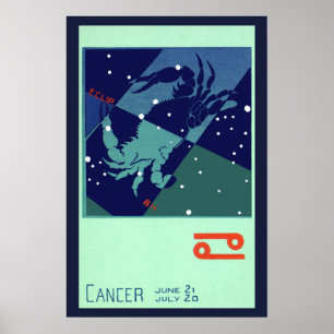 Klassieke Zodiac Astrologie Kreeft Sterrenbeeld Poster