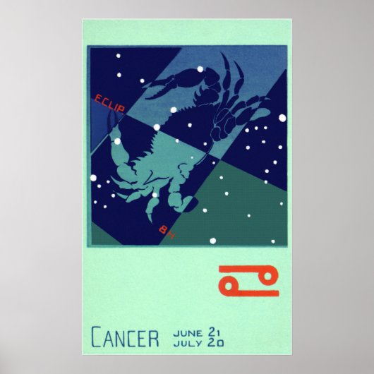 Klassieke Zodiac Astrologie Kreeft Sterrenbeeld Poster (Voorkant)
