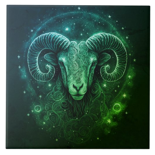 Klassieke Zodiac Green & Gold Foil Tegeltje (Voorkant)